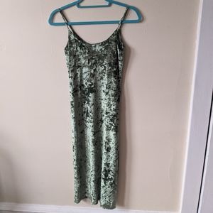 Stretch crushed velvet mint green slip dress
